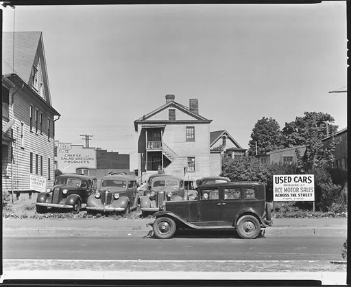 [Used Car Lot and Surrounding Houses, Fairfield Avenue and Andover Street, Bridgeport, Connecticut]
