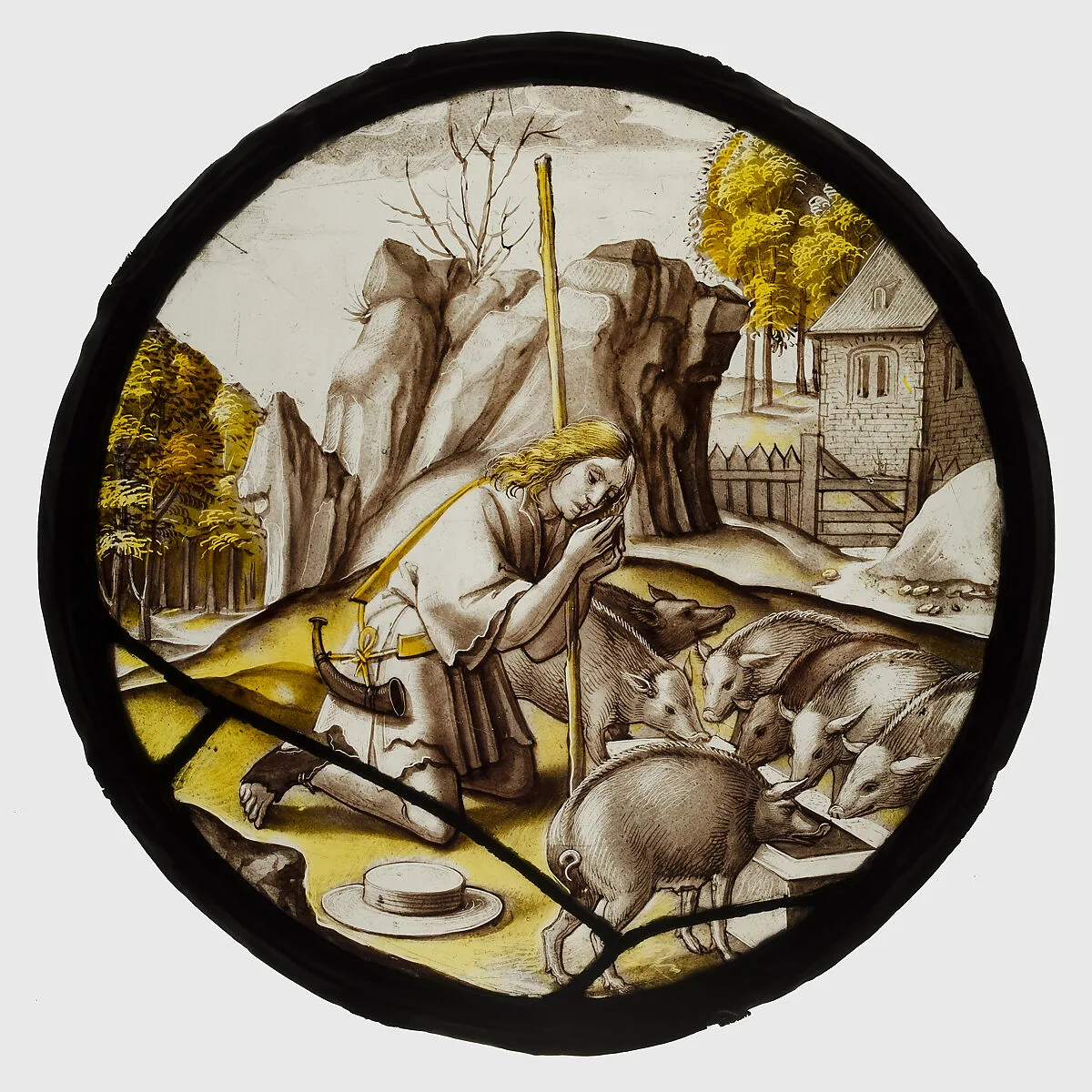 Roundel with the Prodigal Son among the Swine — Unknown