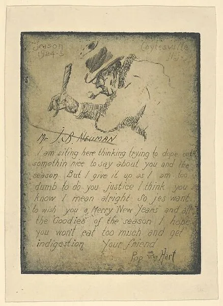 "Season's Greetings," 1924-1925, addressed to Mr. Mr. J.B. Neuman — George Overbury "Pop" Hart