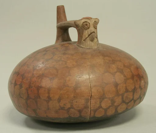 Double Spout and Bridge Bottle with Bird