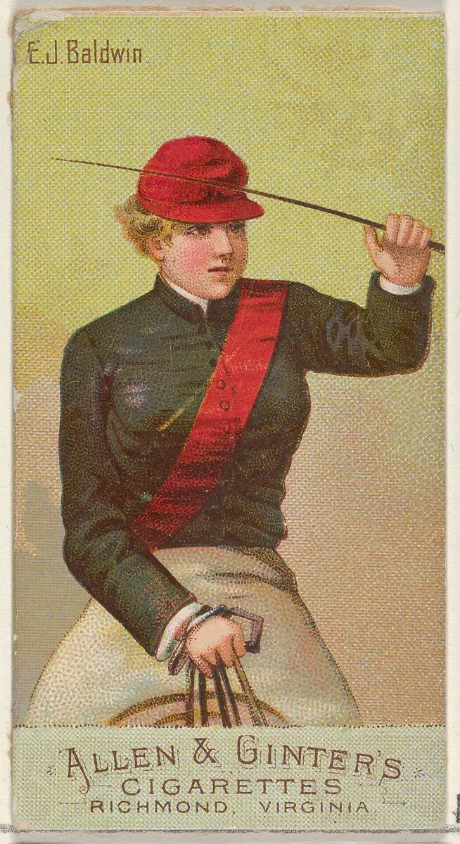 E.J. Baldwin, from the Racing Colors of the World series (N22b) for Allen & Ginter Cigarettes — Allen & Ginter