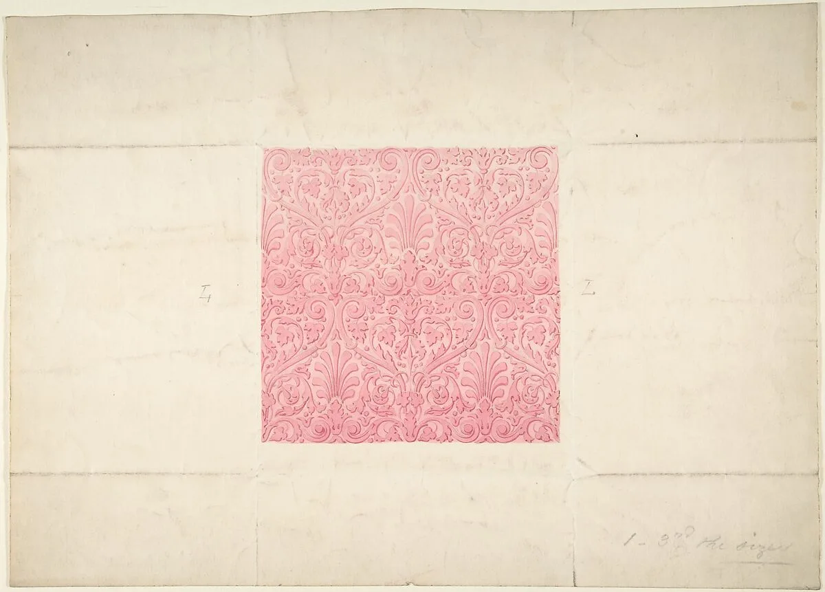 Design for Ornament, possibly Flocked Wallpaper — Anonymous, British, 19th century
