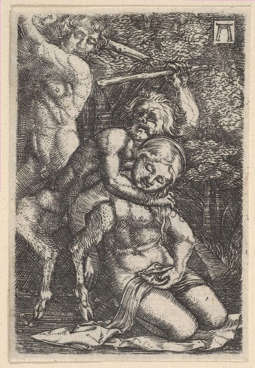 Two Satyrs Fighting Over a Nymph — Albrecht Altdorfer