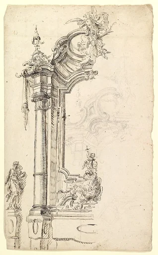 Study for an Altar with a Figure on a Raised Socle at Left; verso: Study for an Altar with a Figure of an Angel or Saint