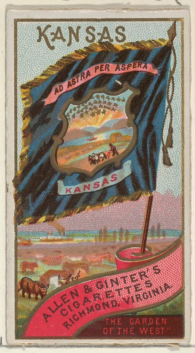 Kansas, from Flags of the States and Territories (N11) for Allen & Ginter Cigarettes Brands — Allen & Ginter