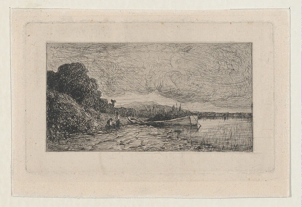 Barge on the Bank of a River — Adolphe Appian