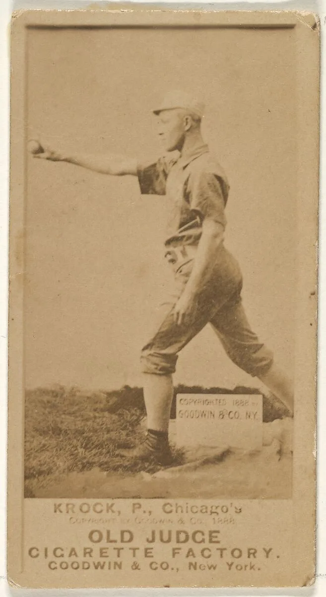 August H. "Gus" Krock, Pitcher, Chicago, from the Old Judge series (N172) for Old Judge Cigarettes — Goodwin & Company