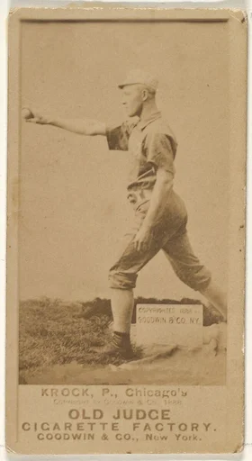 August H. "Gus" Krock, Pitcher, Chicago, from the Old Judge series (N172) for Old Judge Cigarettes