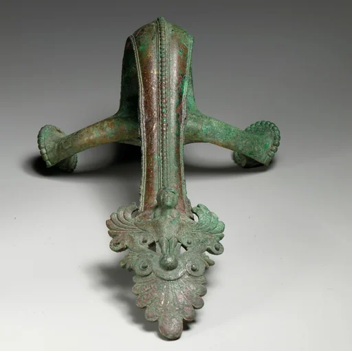 Vertical handle of a bronze hydria (water jar)