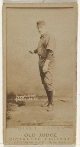 Robert James "Bob" Gilks, Pitcher, Cleveland, from the Old Judge series (N172) for Old Judge Cigarettes