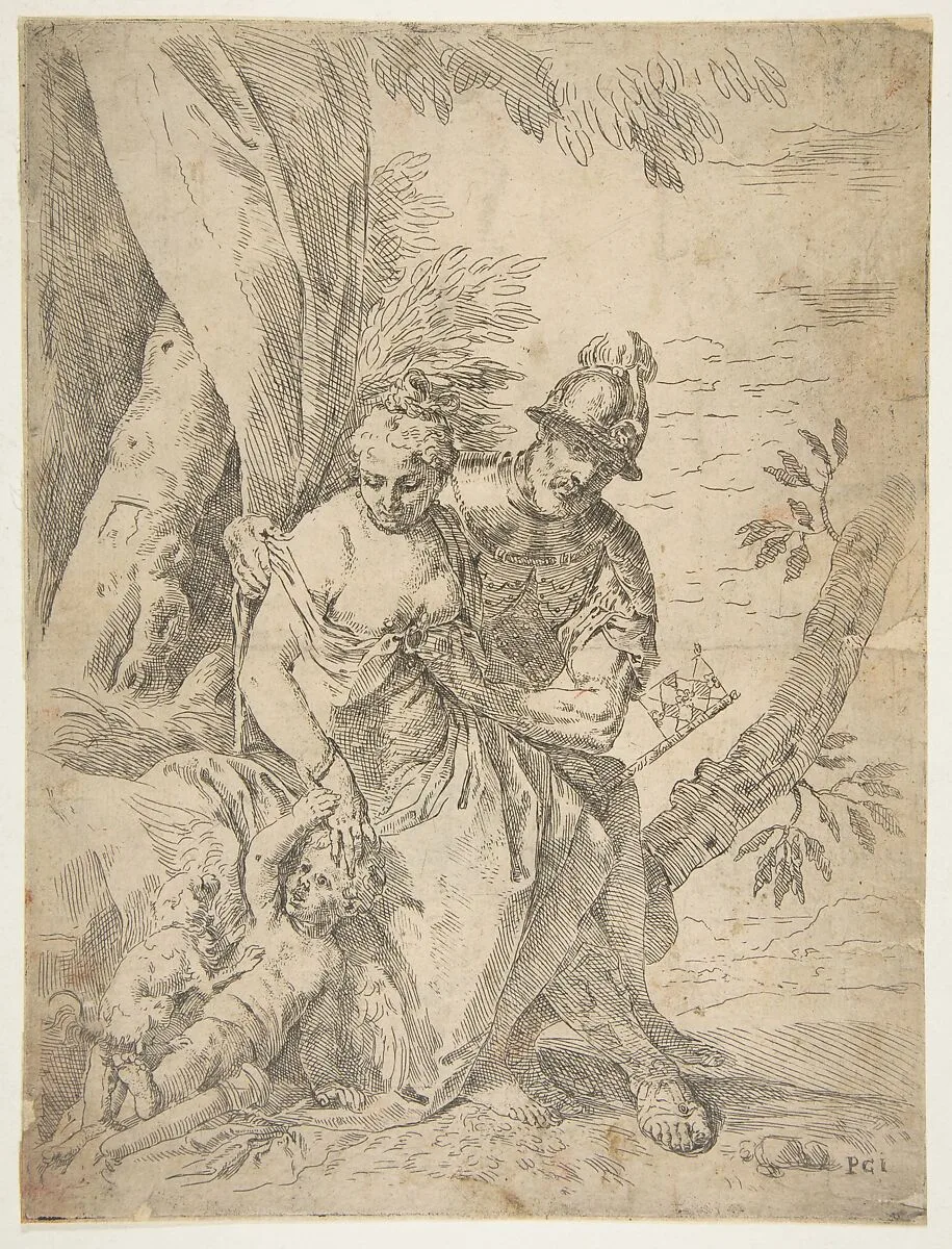Mars, Venus and Cupid — Simone Cantarini|Paolo Veronese (Paolo Caliari)