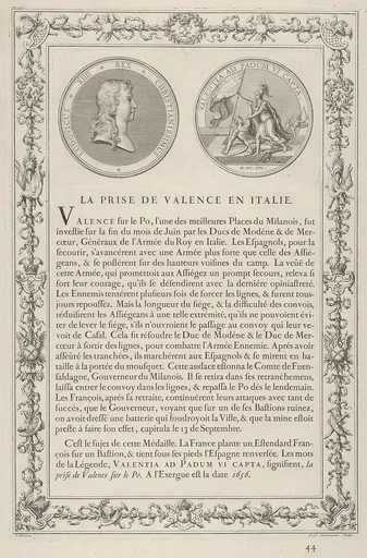 Medal commemorating the Capture of Valencia in Italy (La Prise de Valence en Italie)