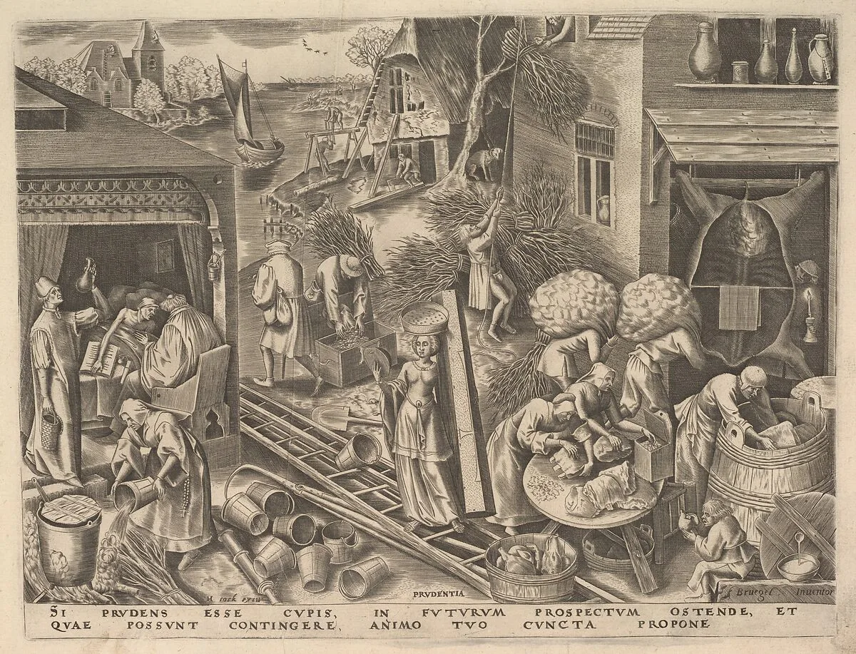Prudence (Prudentia) from The Virtues — Philips Galle|Pieter Bruegel the Elder|Hieronymus Cock