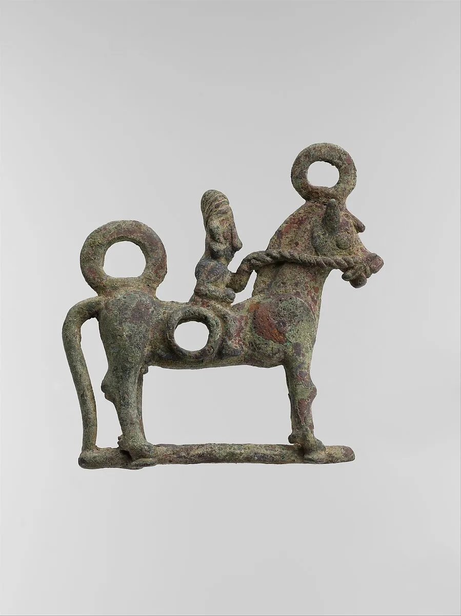 Horse bit cheekpiece in form of a horse and rider — Unknown