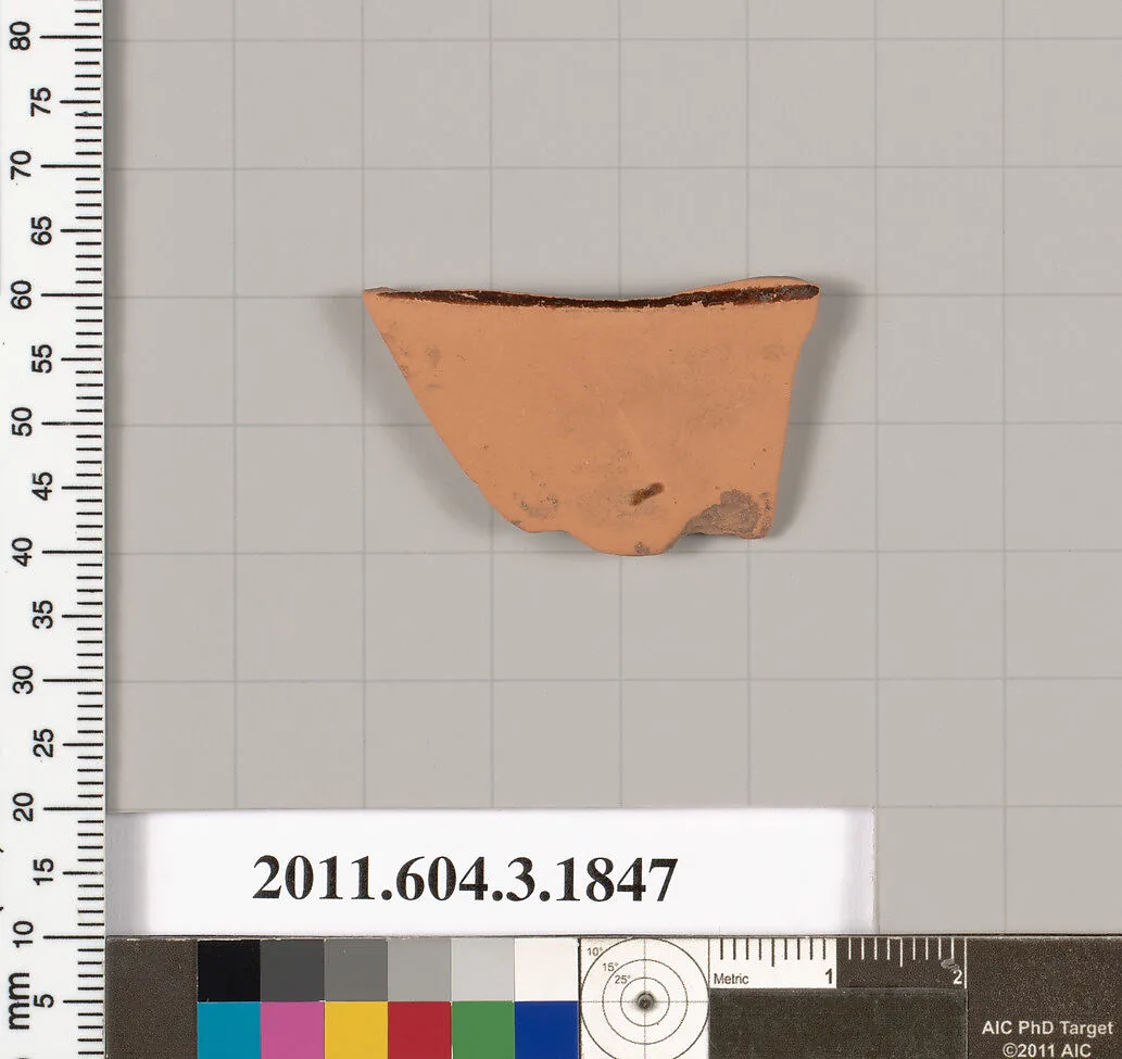Terracotta fragment of a kylix: Lip cup (drinking cup) — Unknown