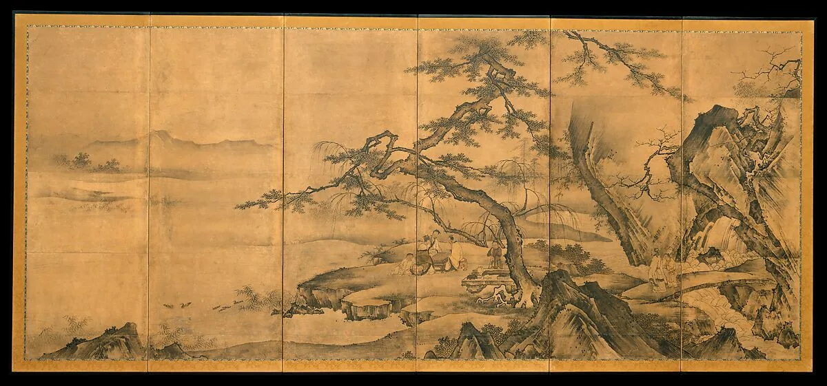 琴棋書画図屏風|The Four Accomplishments — Kano Motonobu 狩野元信