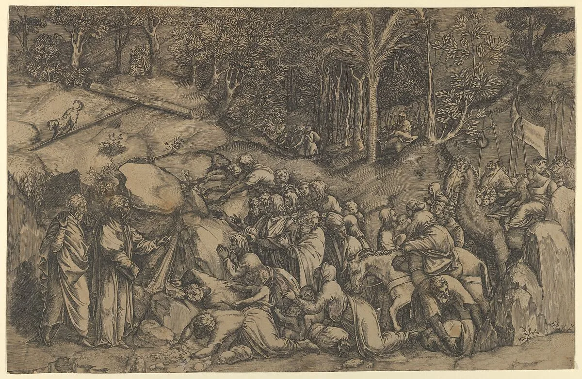 Moses striking the Rock — Anonymous, Italian?, 16th century|Polidoro da Caravaggio
