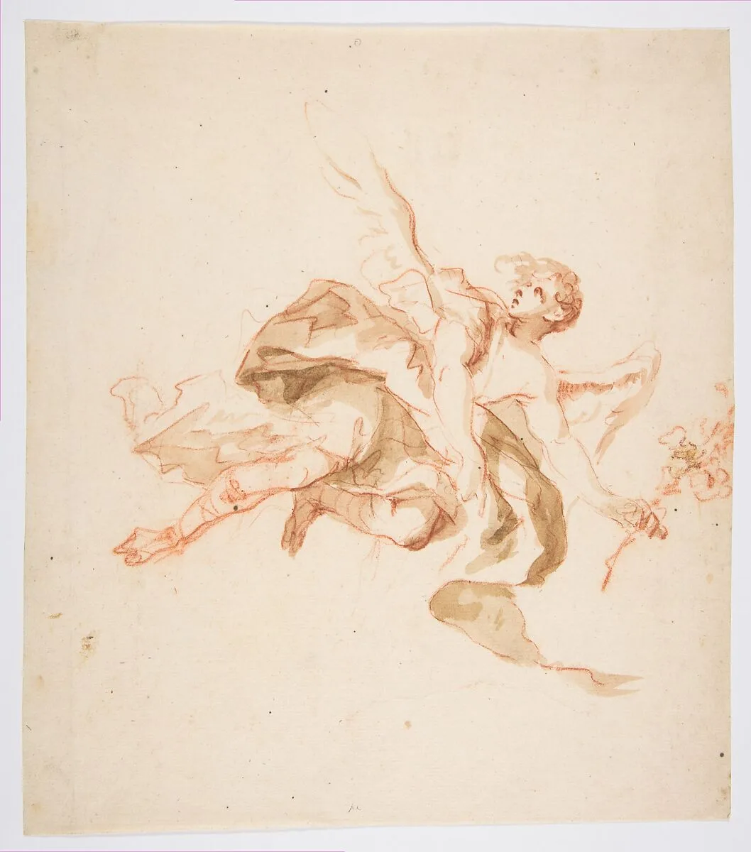 An Angel holding a Lily — Anonymous, Italian, Venetian, 18th century|Cosmas Damian Asam