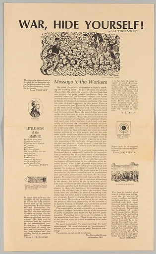 War, hide yourself!--Lautreamont : message to the workers