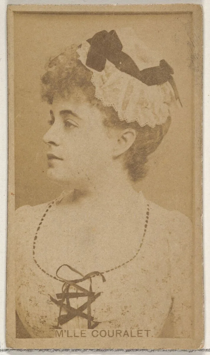 M'lle Couralet, from the Actors and Actresses series (N45, Type 8) for Virginia Brights Cigarettes — Allen & Ginter