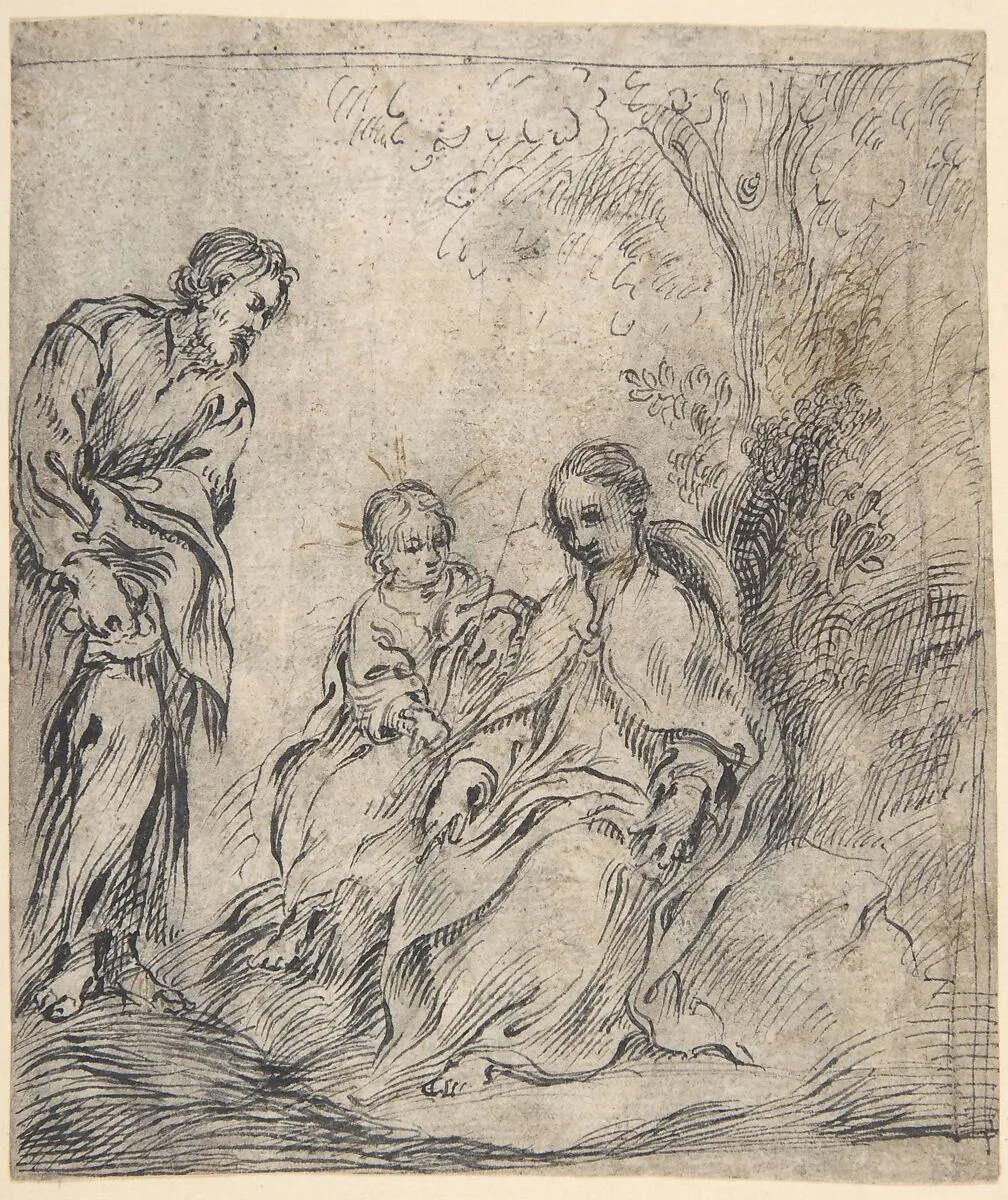 The Youthful Baptist with his Parents — Antonio del Castillo y Saavedra