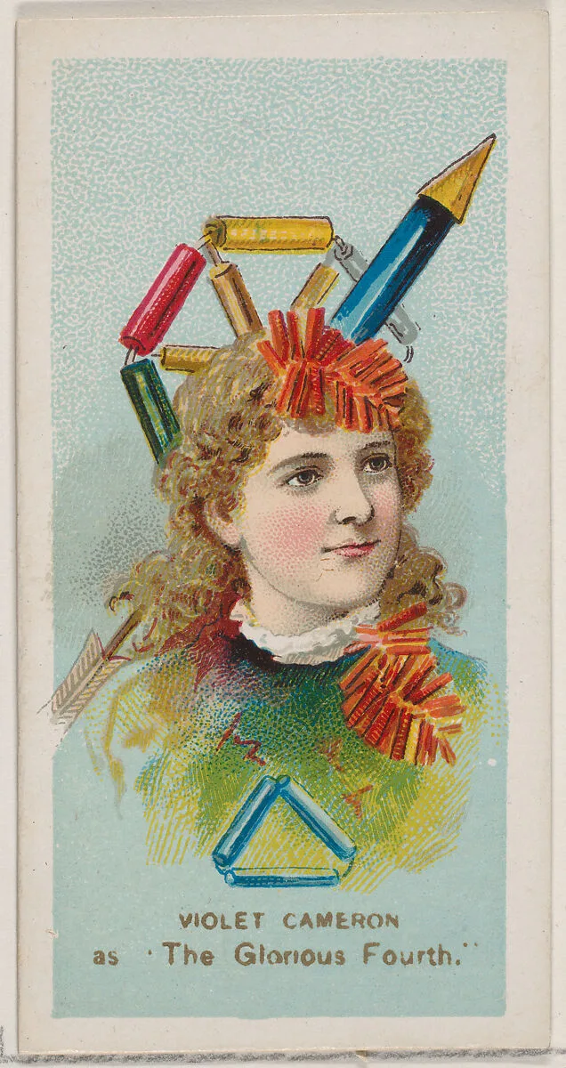 Violet Cameron as "The Glorious Fourth," from the series Fancy Dress Ball Costumes (N73) for Duke brand cigarettes — W. Duke, Sons & Co.|Knapp & Company