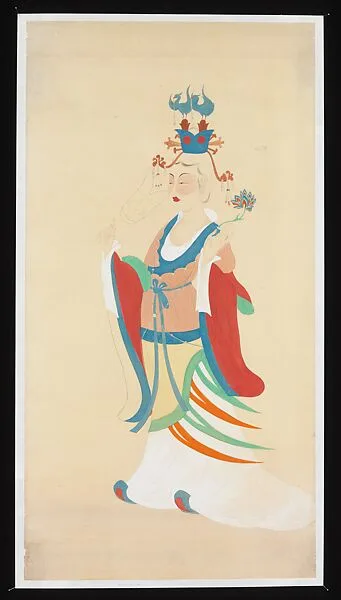 現代 謝稚柳 敦煌天女圖 軸|Celestial maiden — Xie Zhiliu