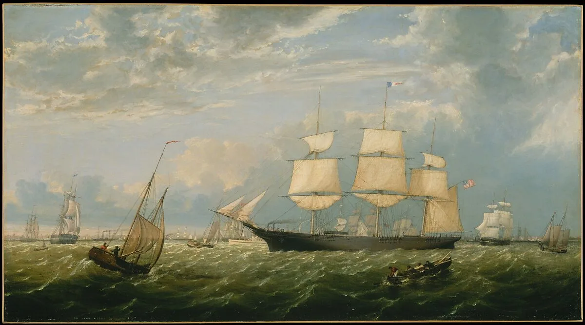 The Golden State Entering New York Harbor — Fitz Henry Lane (formerly Fitz Hugh Lane)