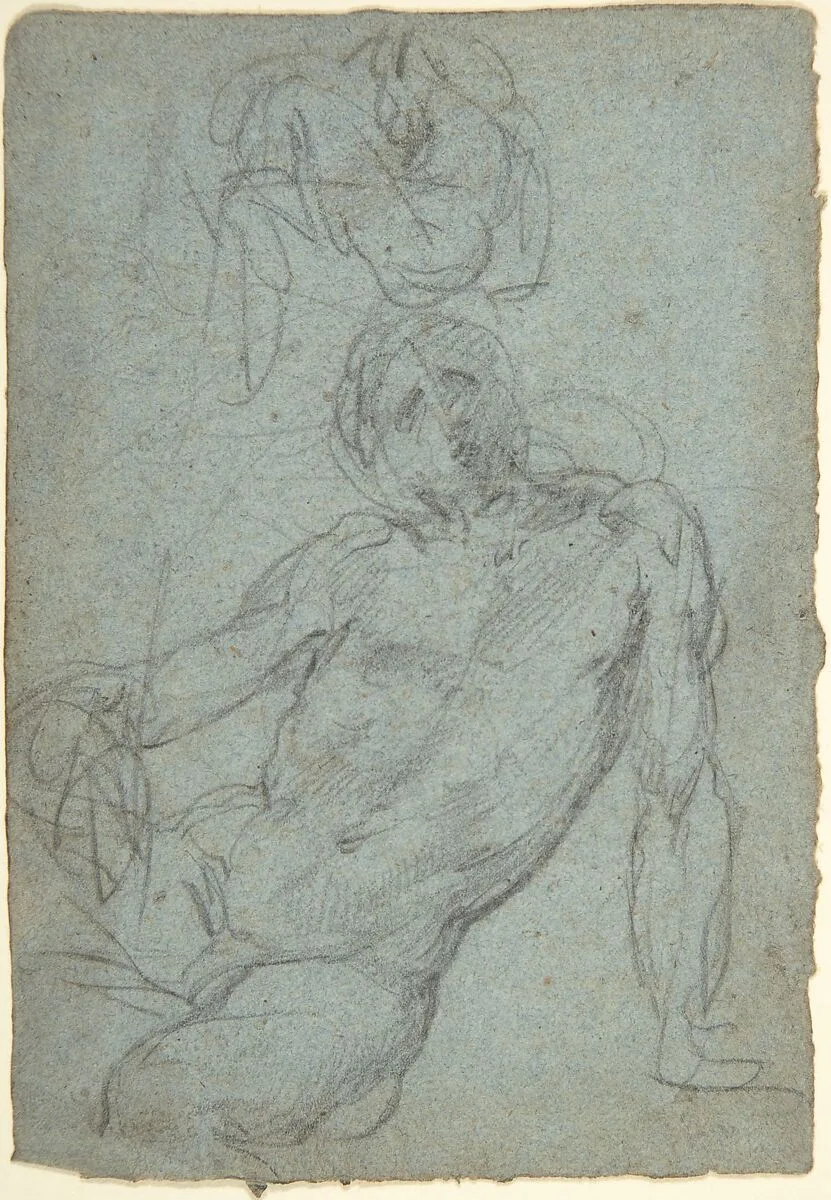 Studies of a Seated Nude Male Figure — Giulio Cesare Procaccini