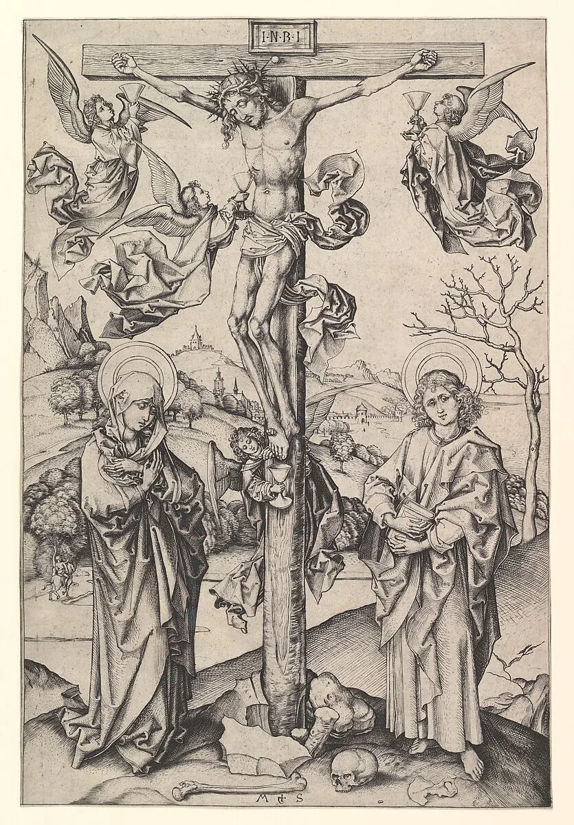 Crucifixion with Four Angels — Martin Schongauer
