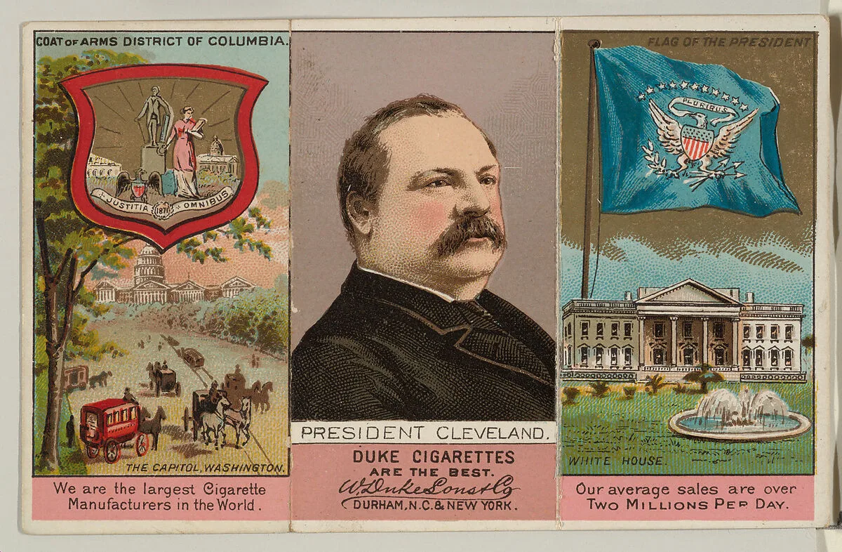 President Cleveland, District of Columbia, from "Governors, Arms, Etc." series (N133-2), issued by Duke Sons & Co. — W. Duke, Sons & Co.
