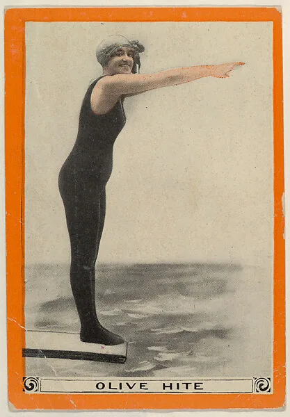 Olive Hite, No. 87, The Standing Sitting Standing Dive, from the Champion Women Swimmers series (T221), issued by Pan Handle Scrap — Pan Handle Scrap Company
