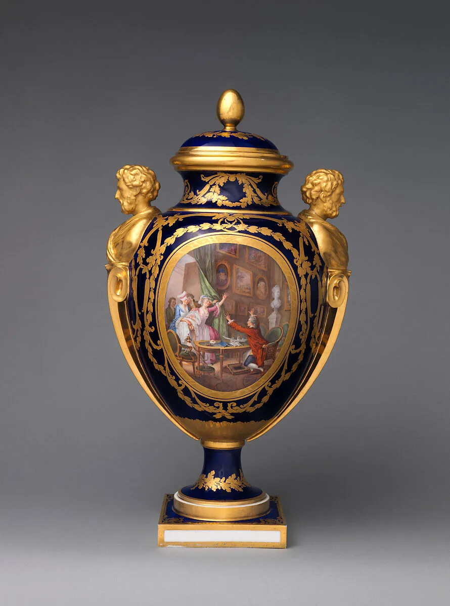 Vase with cover (vase des âges) (one of a pair) — Sèvres Manufactory|Charles Nicolas Dodin|Henry-Martin Prévost|Jean Michel Moreau the Younger