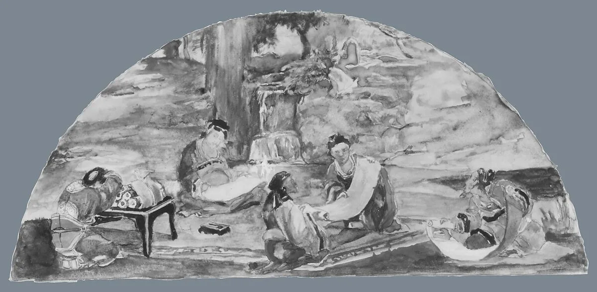 The Recording of Precedents: Confucius and His Pupils Collate and Transcribe Documents in Their Favorite Grove; Color Study for Mural, Supreme Court Room, Minnesota State Capitol, Saint Paul — John La Farge