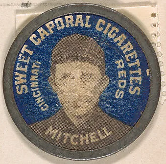 Mitchell, Cincinnati Reds (blue), from the Domino Discs series (PX7), issued by Kinney Brothers — Kinney Brothers Tobacco Company