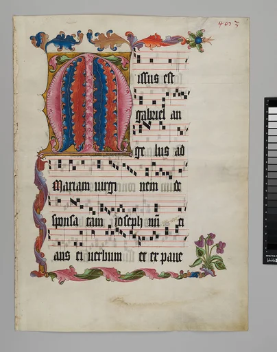 Manuscript Leaf with the Initial M, from an Antiphonary