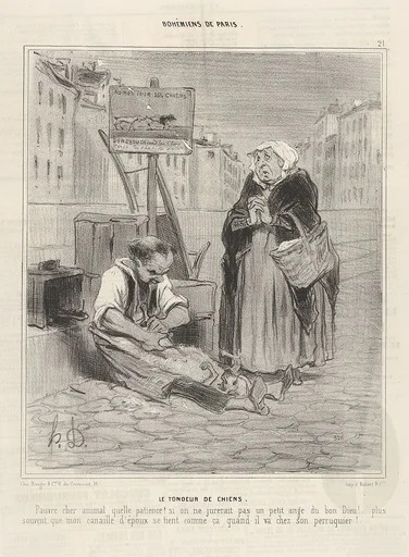 Le Tondeur de chiens, plate 21 from the series Bohémiens de Paris, published in Le Charivari