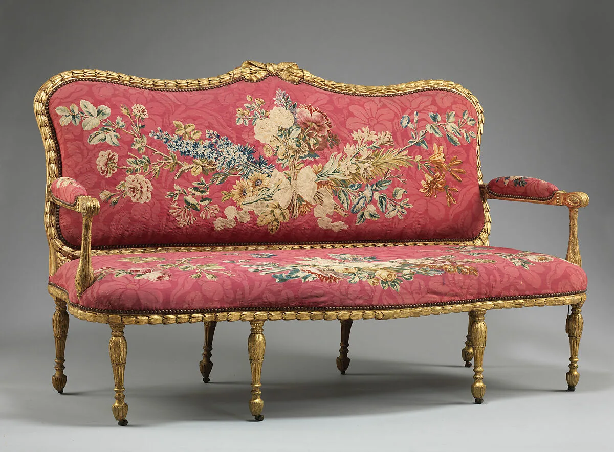 Settee (one of a pair) — John Mayhew|William Ince|Jacques Neilson|George William Coventry, 6th earl of Coventry|Manufacture Nationale des Gobelins|Maurice Jacques|Louis Tessier