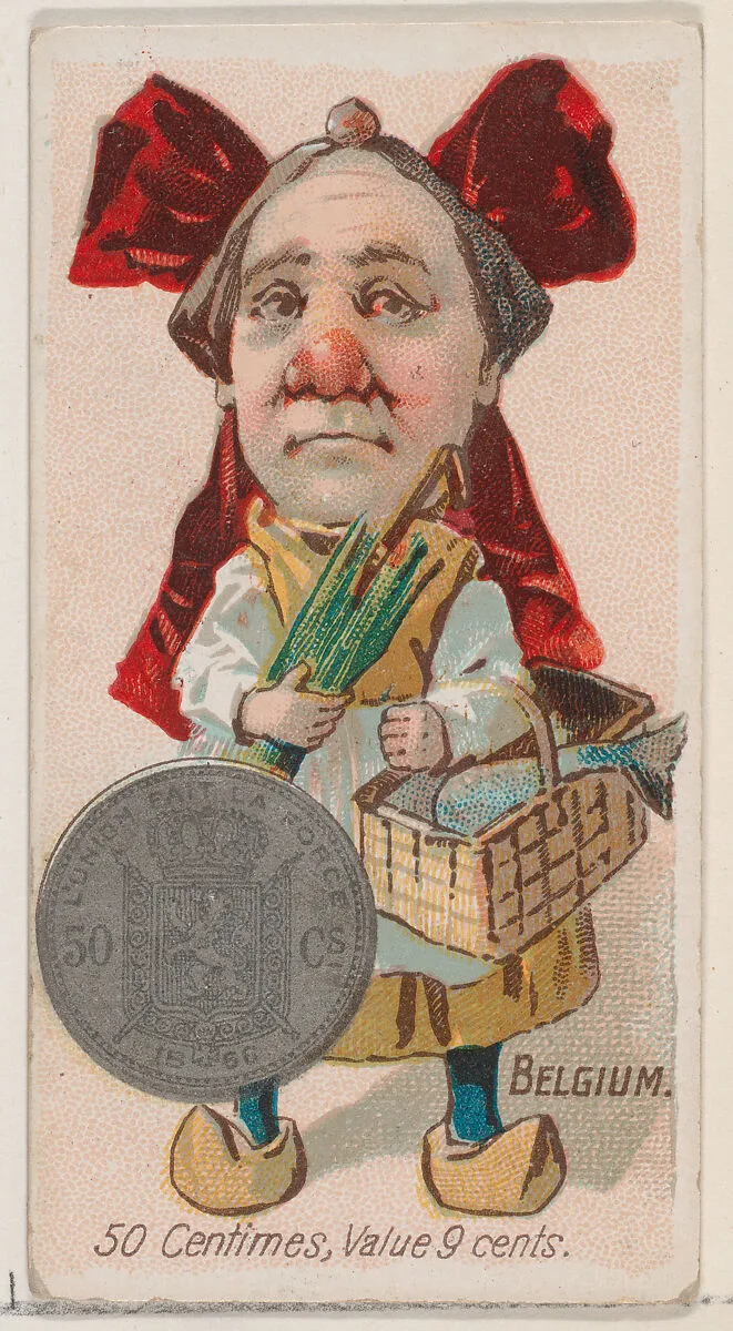 Caricatured Belgian, 50 Centimes, from the series Coins of All Nations (N72, variation 2) for Duke brand cigarettes — W. Duke, Sons & Co.