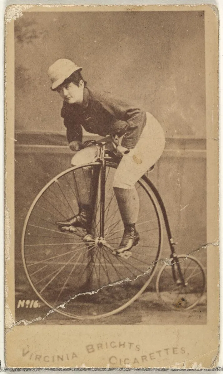 Card 16, from the Girl Cyclists series (N49) for Virginia Brights Cigarettes — Allen & Ginter