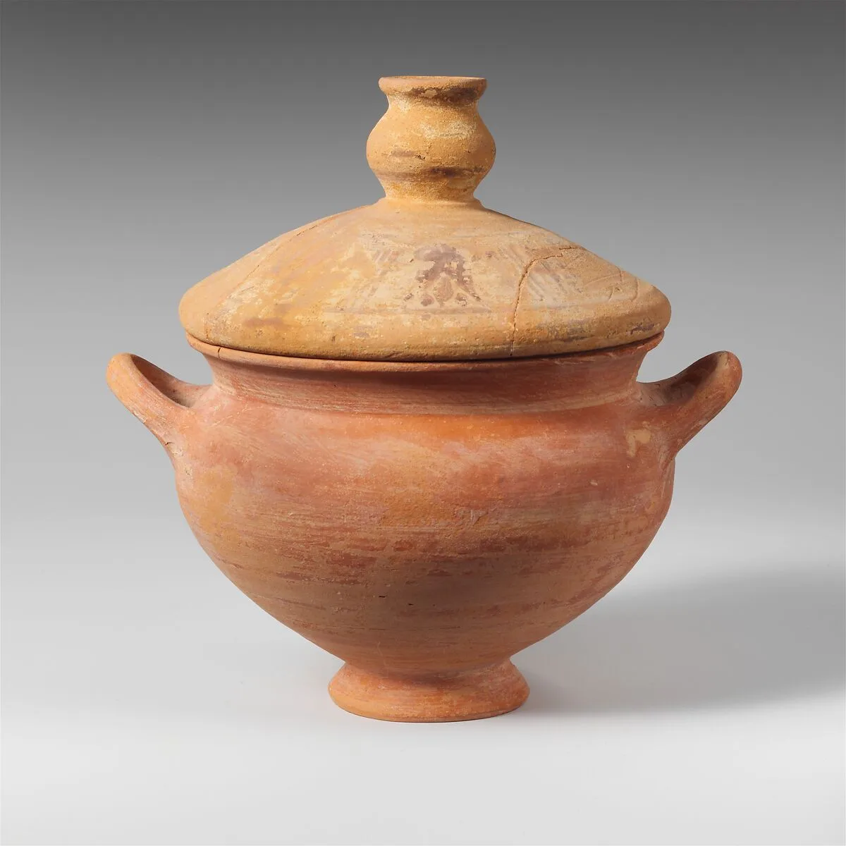 Terracotta skyphos (deep drinking cup) with lid — Unknown