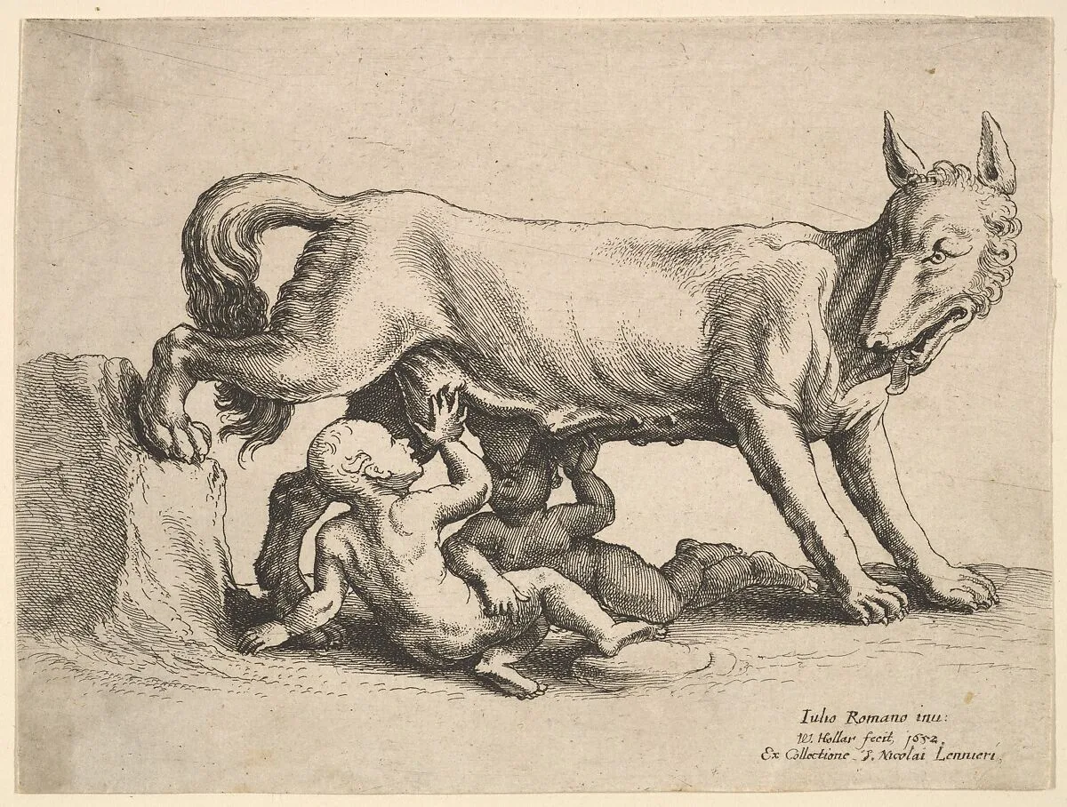 Romulus and Remus — Giulio Romano|Wenceslaus Hollar