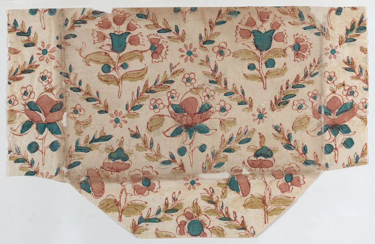 Sheet with floral and leaf pattern — Anonymous