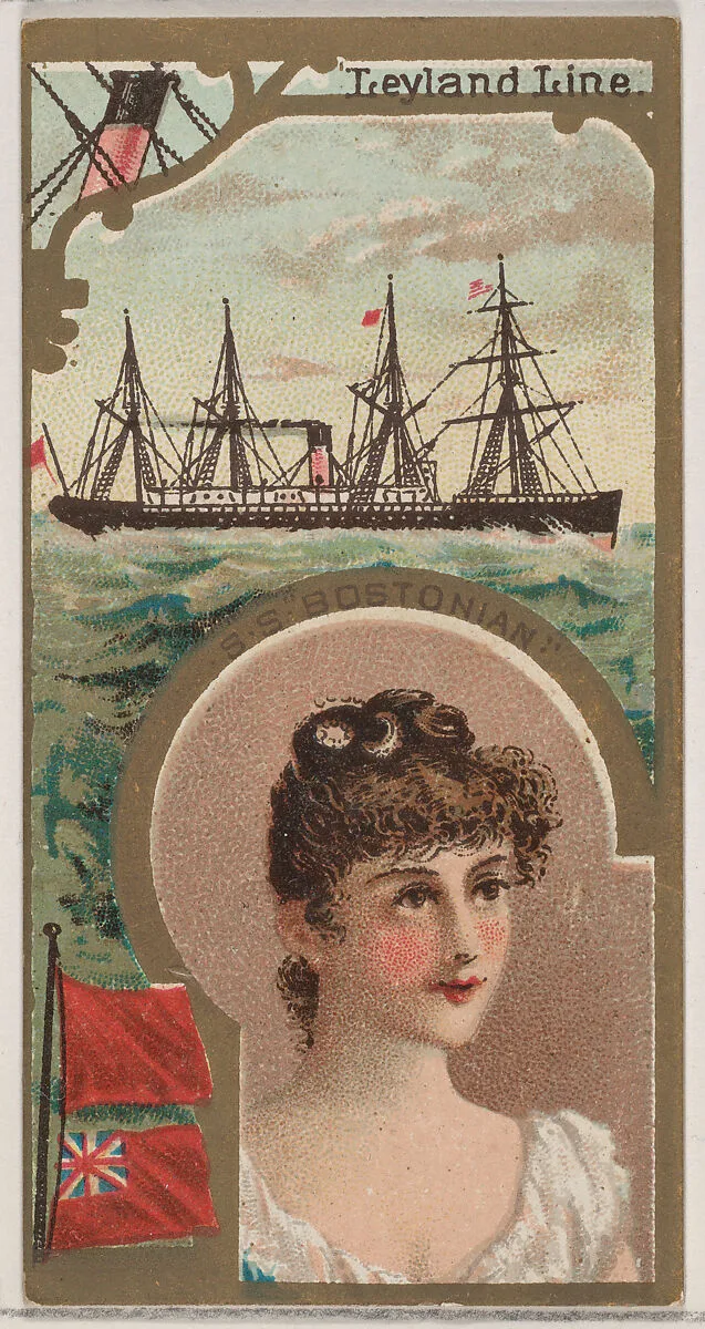 Steamship Bostonian, Leyland Line, from the Ocean and River Steamers series (N83) for Duke brand cigarettes — W. Duke, Sons & Co.