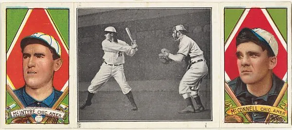"McIntyre at Bat," with A. McConnell and Matthew McIntyre, from the series Hassan Triple Folders (T202) — Hassan Cigarettes