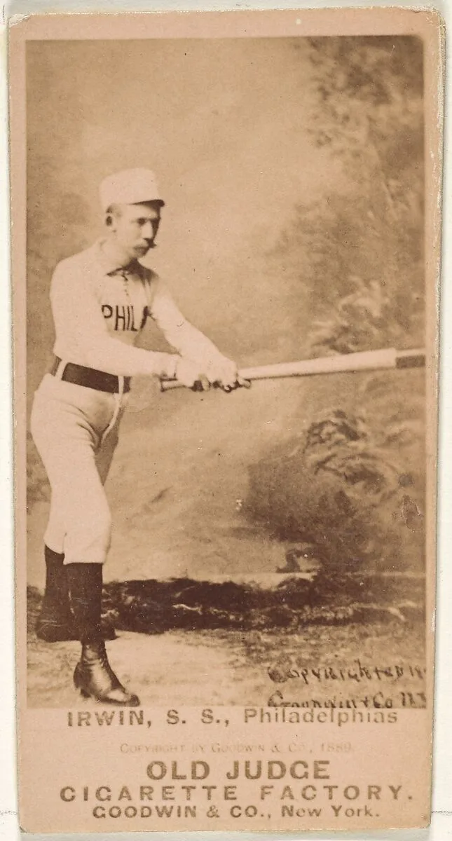 Arthur Albert "Doc" Irwin, Shortstop, Philadelphia, from the Old Judge series (N172) for Old Judge Cigarettes — Goodwin & Company