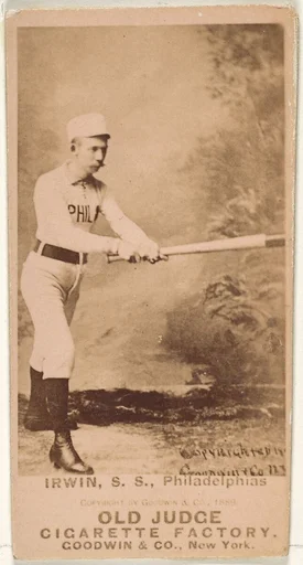 Arthur Albert "Doc" Irwin, Shortstop, Philadelphia, from the Old Judge series (N172) for Old Judge Cigarettes