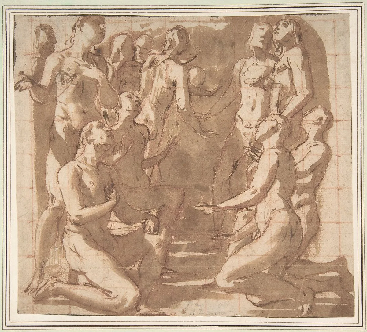 Group of Nude Male Figures Kneeling and Standing in Supplication — Giovanni Baglione
