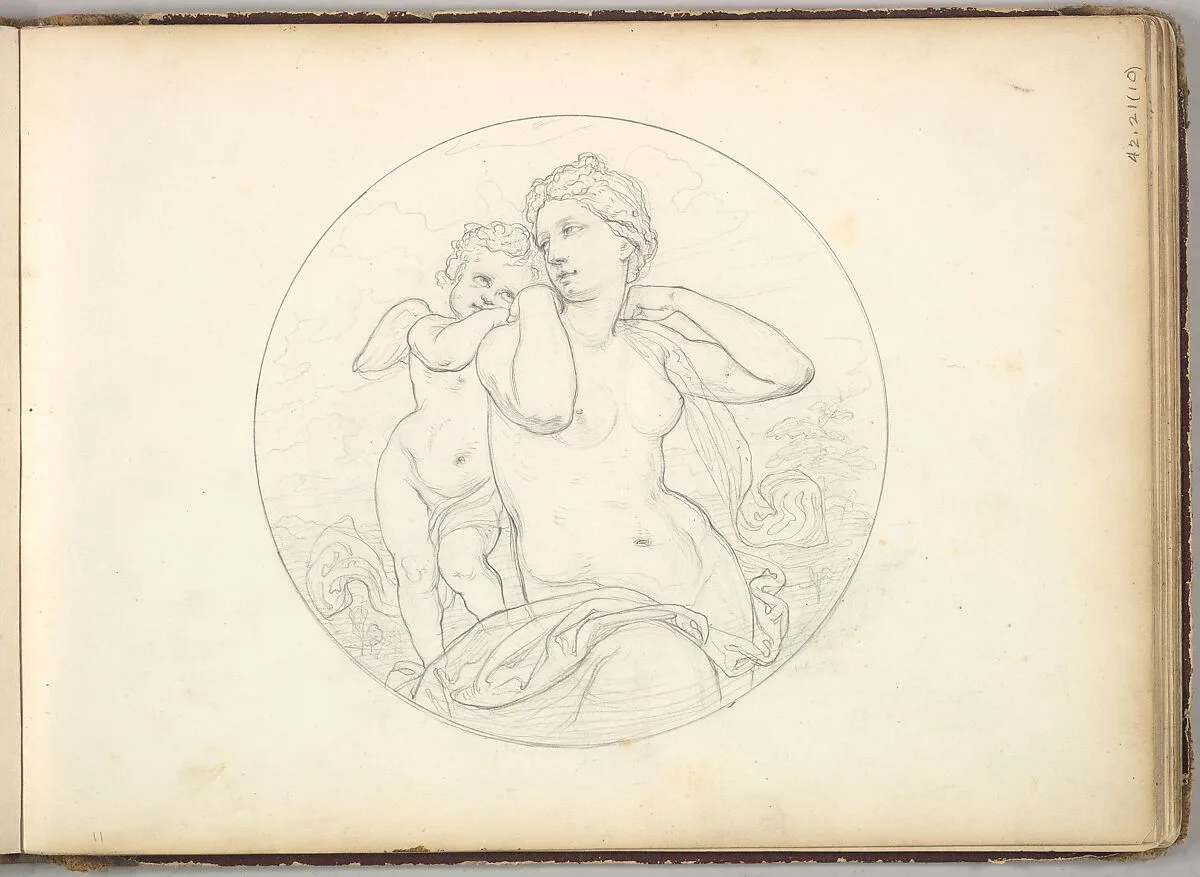 Venus and Cupid (in Sketch Book With Drawings on Twenty-six Leaves) — Frederic, Lord Leighton