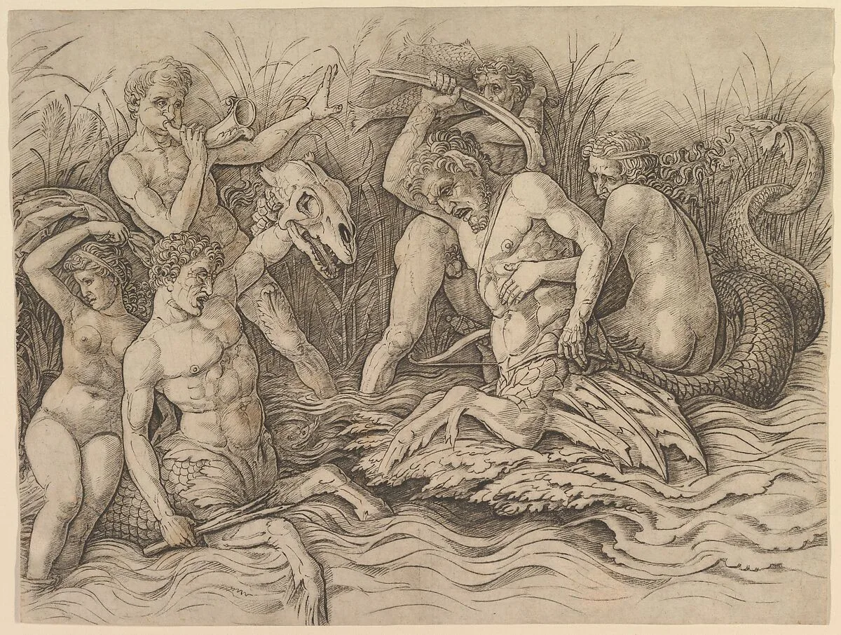 Battle of the Sea Gods (right portion of frieze) — Andrea Mantegna